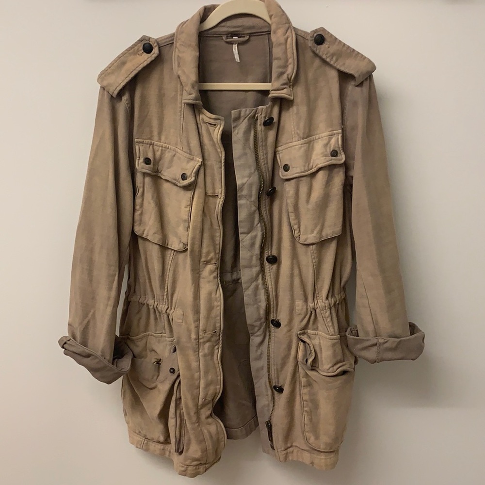 Free People Tan/Mauve Military Jacket